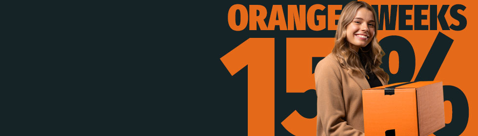 Mit dem Rabattcode ORANGE15 15% Rabatt auf Paketversand mit Abholung